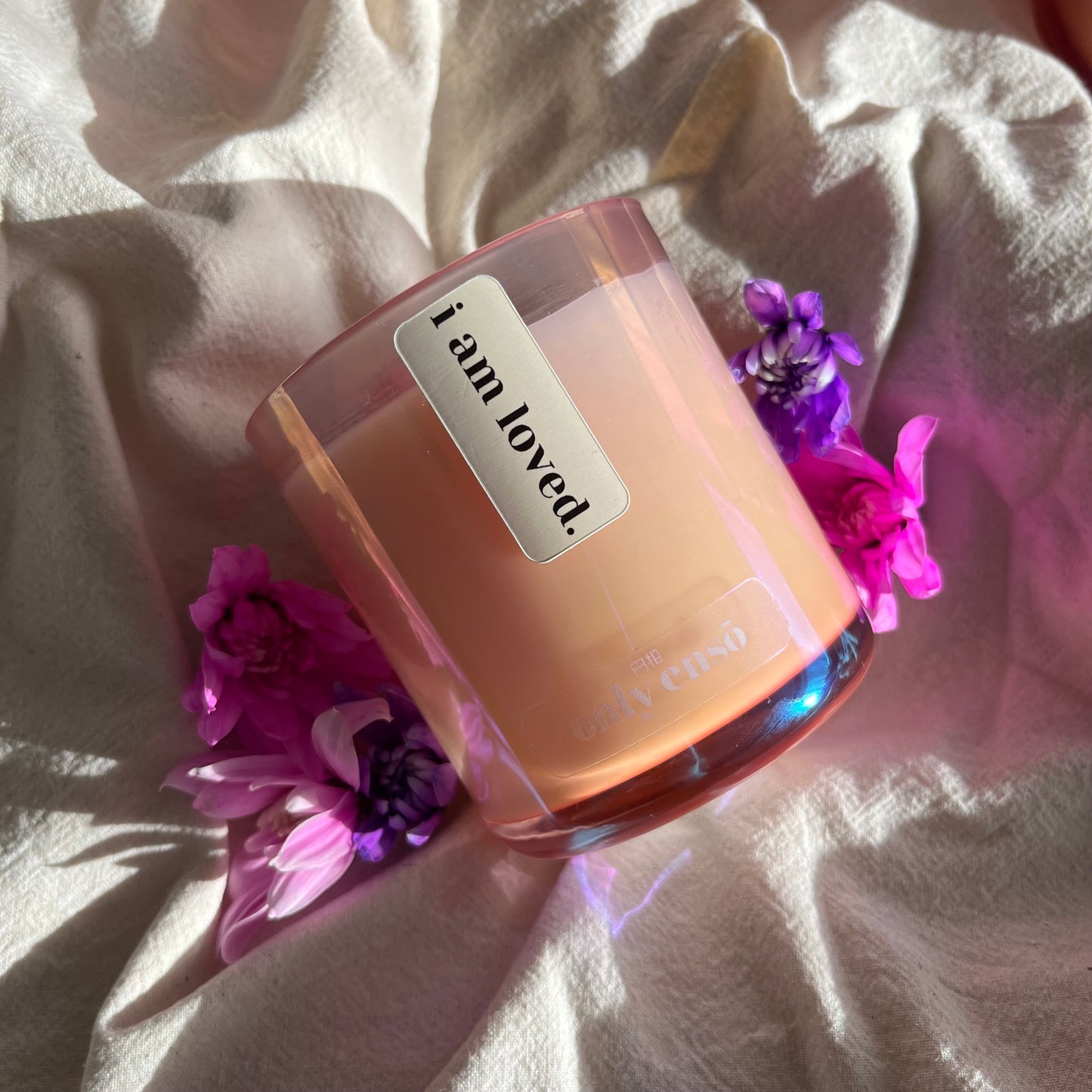 I Am Loved Affirmation Candle | Rose, Oud, Palo Santo and Lotus Blossom Soy Wax Candle.