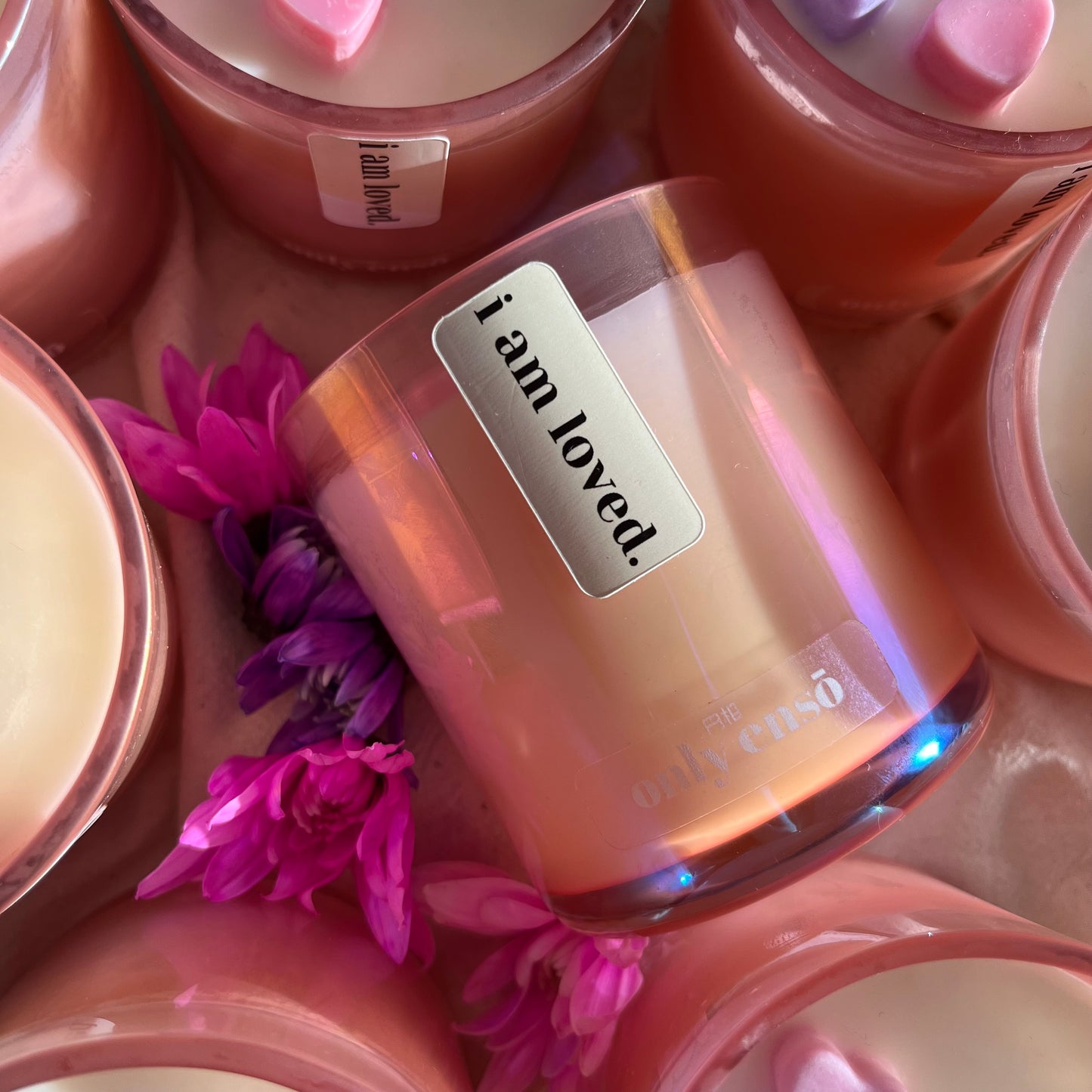 I Am Loved Affirmation Candle | Rose, Oud, Palo Santo and Lotus Blossom Soy Wax Candle.