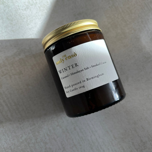 Winter Soy Wax Candle | Caramel, Himalayan Salt and Smoked Cacao.