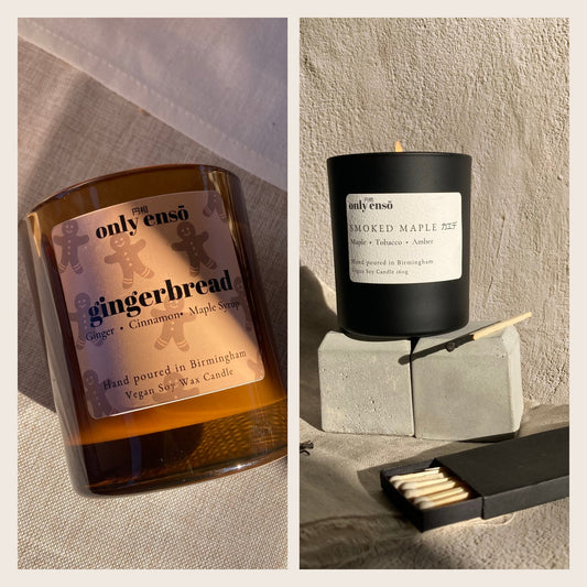 Winter Warmers Duo: Gingerbread and Smoked Maple candles by only ensō